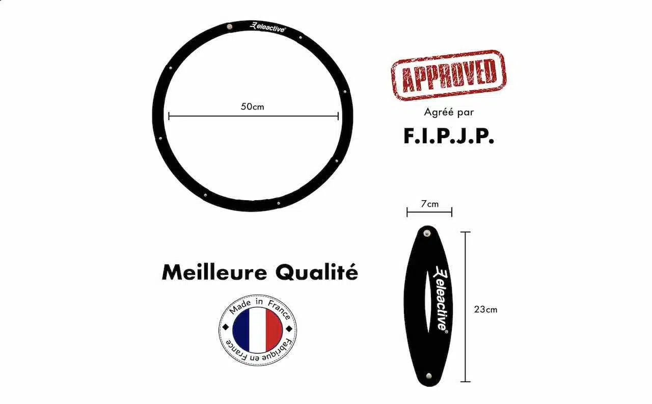 Plus d'informations sur ce cercle de pétanque pliable noir homologué et français